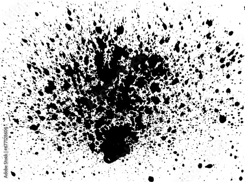  Black spots of paint. Dusty grunge effect. Grit vector texture. Spray paint. Vector illustration