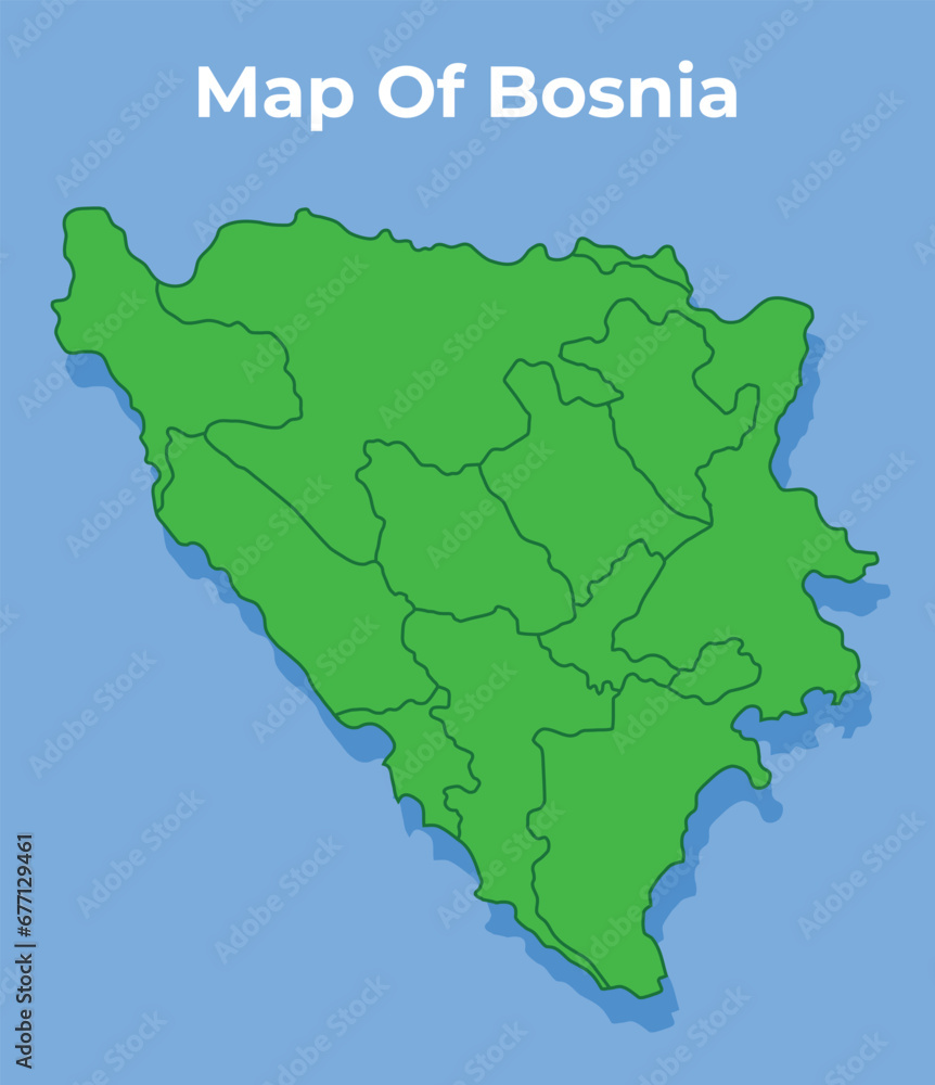 Detailed map of Bosnia country in green vector illustration