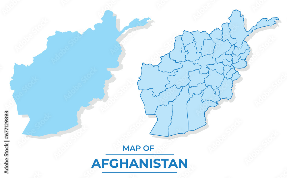 Fototapeta Vector Afghanistan map set simple flat and outline style illustration