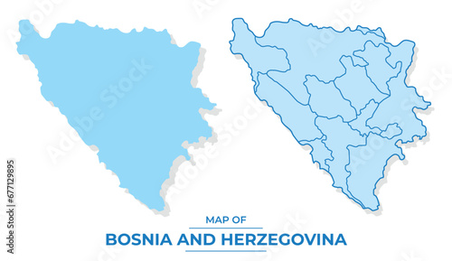 Vector Bosnia map set simple flat and outline style illustration