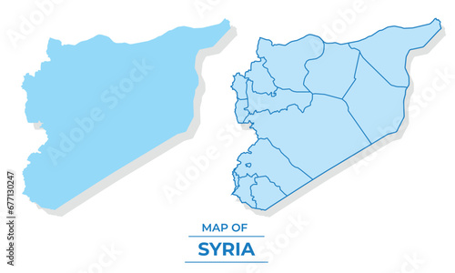 Vector Syria map set simple flat and outline style illustration