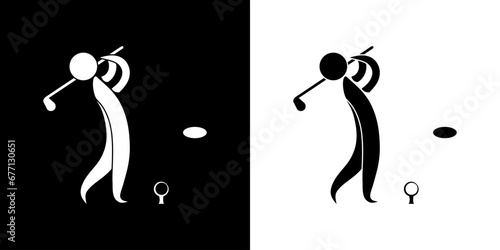 Pictogrammes représentant la compétition de golf, une des disciplines des sports avec une balle.