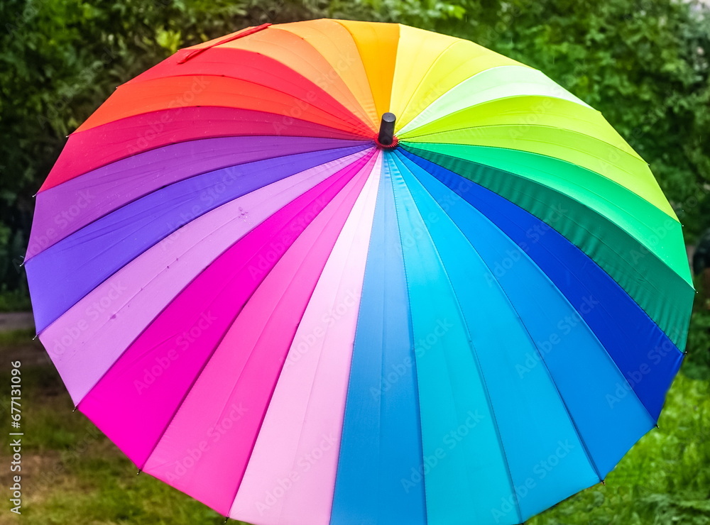 Purchased (consumer goods)multicolored umbrella close-up