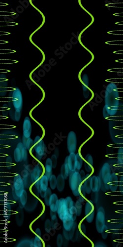Foto several green wavy lines on a black background