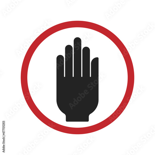 Isolated red black round sign Hand for Authorized Personnel Only, Do not enter sign, No trespassing, Prohibit people from passing, Staff Only, Stop photo