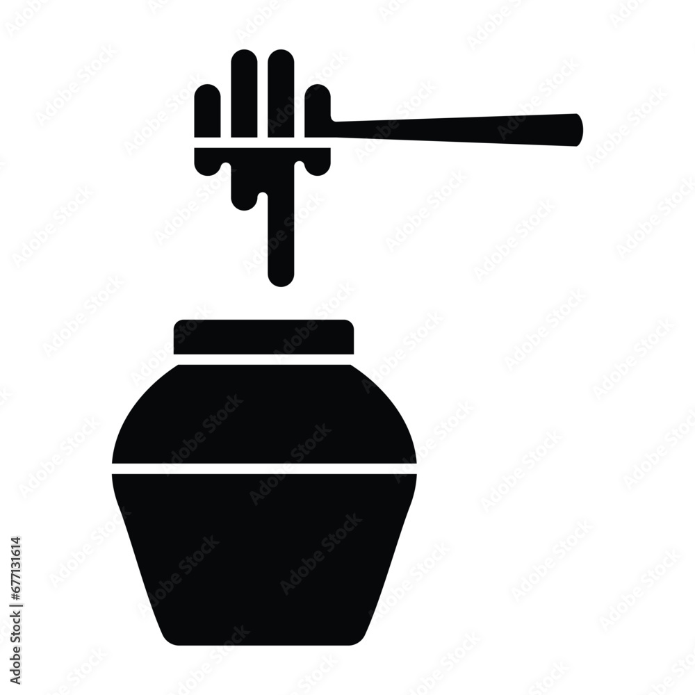 Jar of honey and honey dipper icon vector Jar of honey and honey dipper icon vector