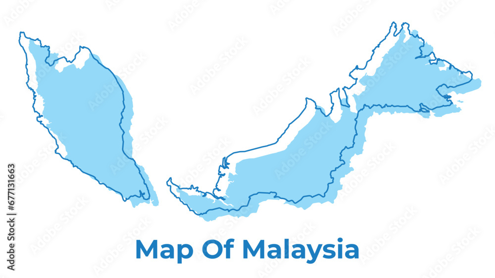 Obraz premium Malaysia simple outline map vector illustration