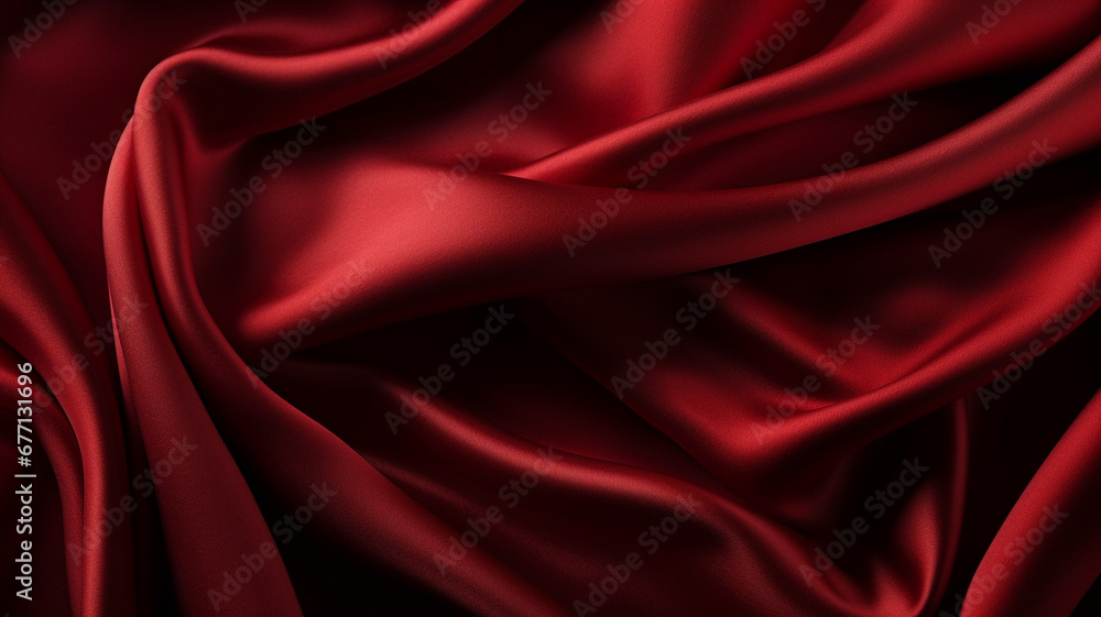 luxury red fabric isolated on black background.