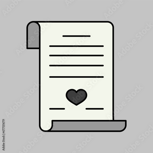 Marriage contract. Wedding certificate vector icon