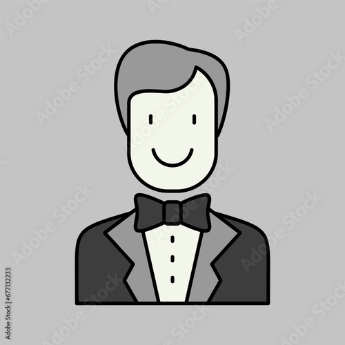 Groom, bridegroom, fiance man in costume icon