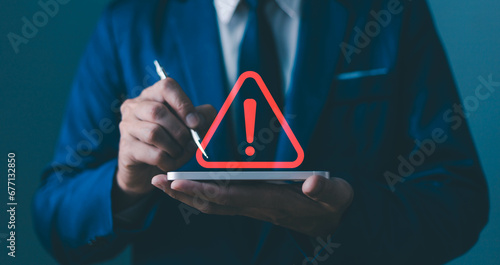 System caution warning concept, information data leak warn spam attack mistake, network security website, available error trouble maintenance computer update technology System warning caution sign.