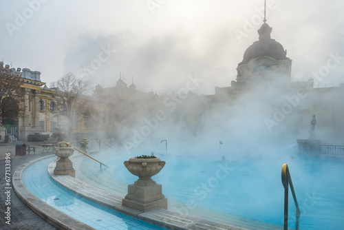 Szechenyi Baths in Budapest in winter, Hungary photo