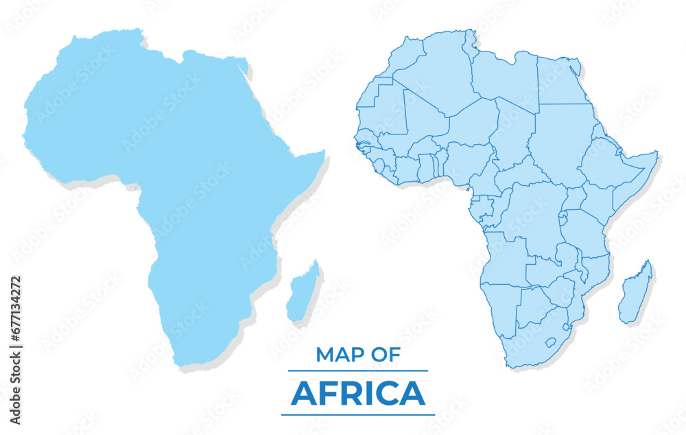 Vector Africa map set simple flat and outline style illustration