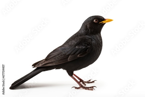 Blackbird bird isolated on white background