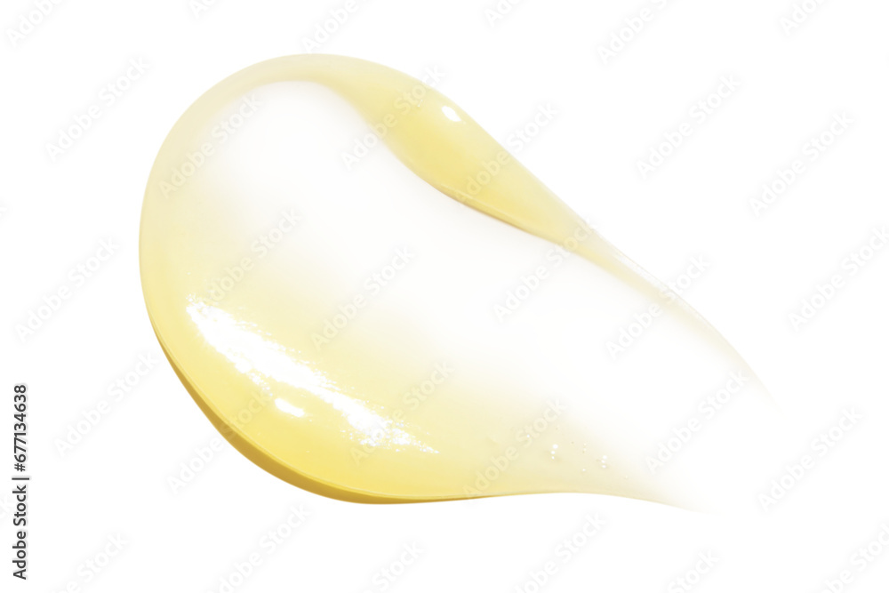 Smear of yellow cream, balm, conditioner with banana, egg or chamomile on an empty background. Isolated. Smear of yellow cream, balm, conditioner with banana, egg or chamomile on an empty background. Isolated.