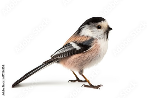Long-tailed Tit bird isolated on white background
