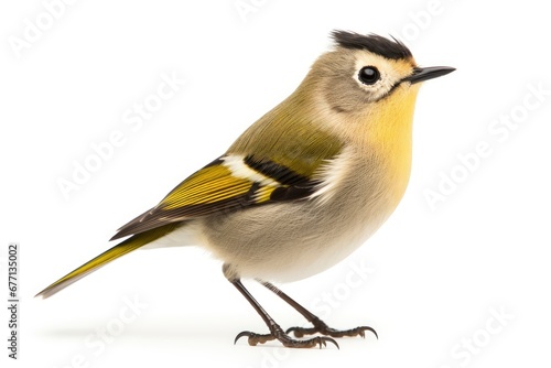 Goldcrest bird isolated on white background photo