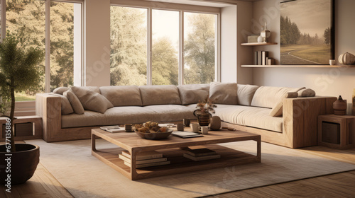a traditional family room with a sectional couch and a wooden coffee table © Textures & Patterns