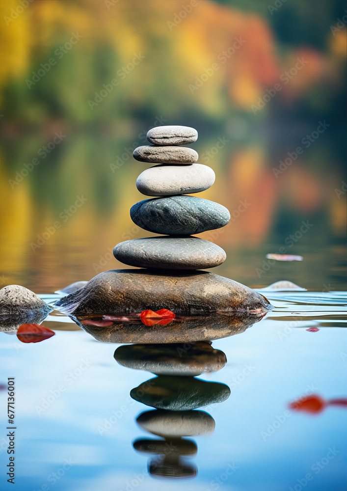 pyramid or tower of stones on the river bank, zen, harmony, chedo, water, rocks, lake, spa, relaxation, nature, tranquility, beauty, balance, landscape, minerals, shape, structure, religious cult