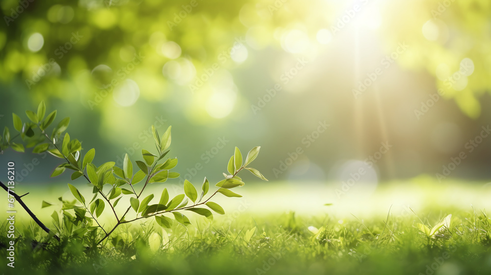 Obraz premium spring green background with twig framing 