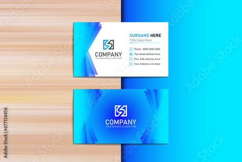 Blue Geometric Graphic Design Business Card © Mehedi