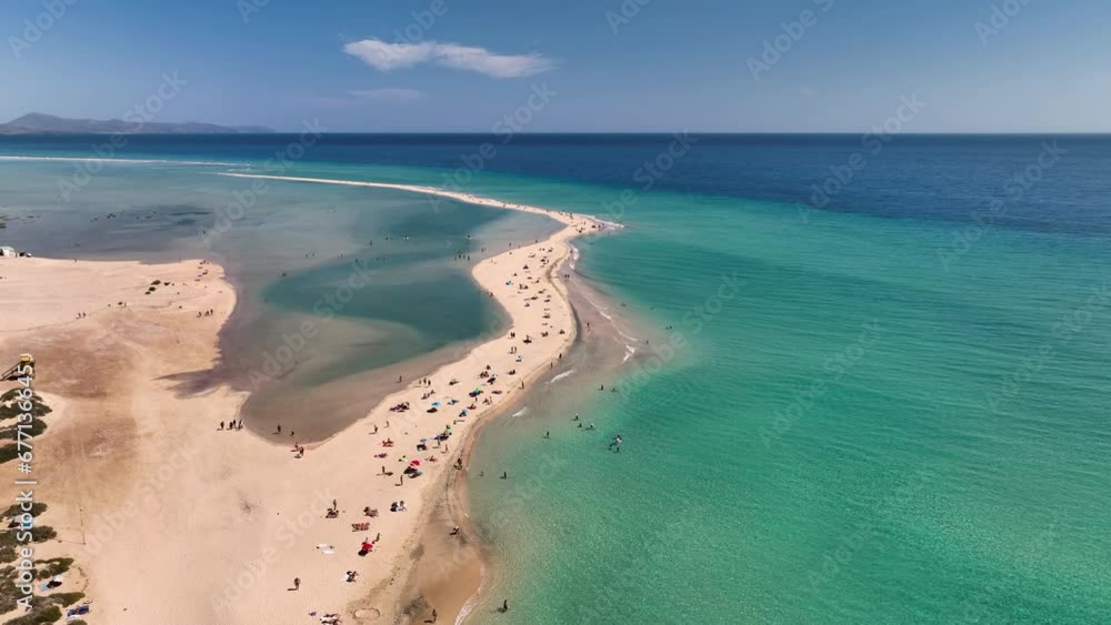 Aerial view of golden sand and crystal sea water on the Canary Island Fuerteventura, Spain. Beach Playa de Sotavento Aerial view of golden sand and crystal sea water on the Canary Island Fuerteventura, Spain. Beach Playa de Sotavento
