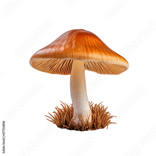 Brown mushrooms on transparent background