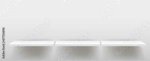 Wallpaper Mural A white empty shelf on a white wall. Vector layout, a place to copy. Torontodigital.ca