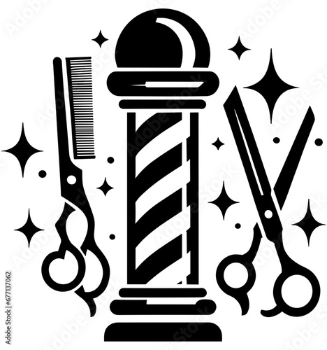 Barber Shop Icon Illustration