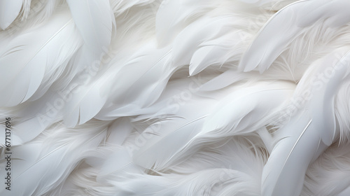 Background crafted from a delicate texture of white feathers, creating a soft and ethereal ambiance. Ai generated