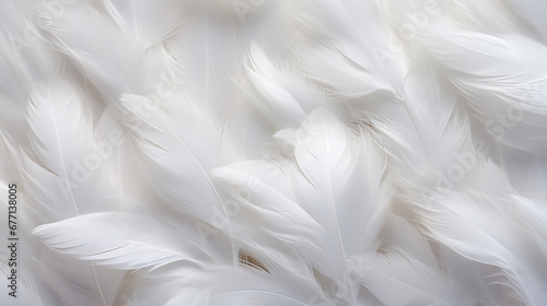 Background crafted from a delicate texture of white feathers, creating a soft and ethereal ambiance. Ai generated