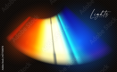 Rainbow light effect. Dispersion of beam. Sun light effect for immersion in atmosphere.