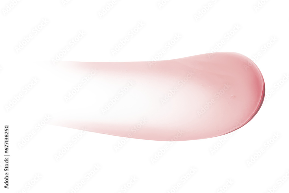 Smear of pink cream, balm, conditioner with banana, egg or chamomile on an empty background. Isolated.