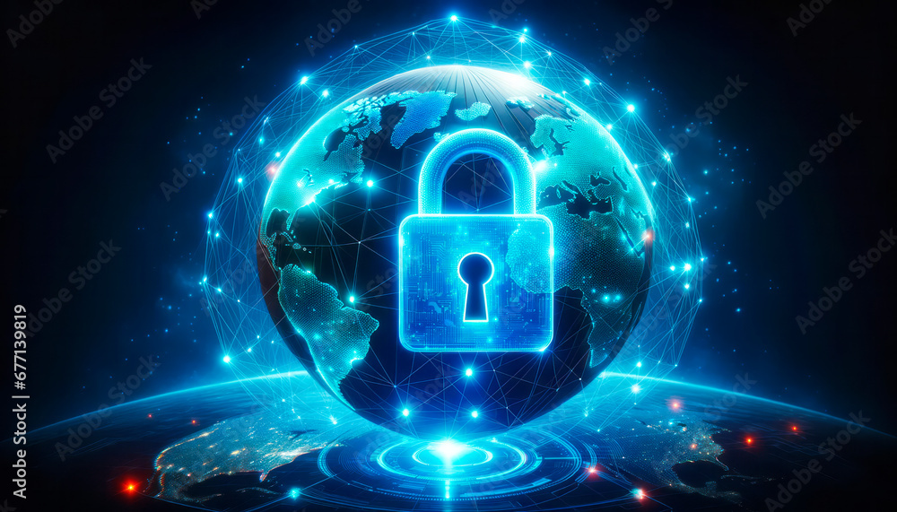 Cyber security and data protection. Internet technology and business concept. Generative AI Cyber security and data protection. Internet technology and business concept. Generative AI
