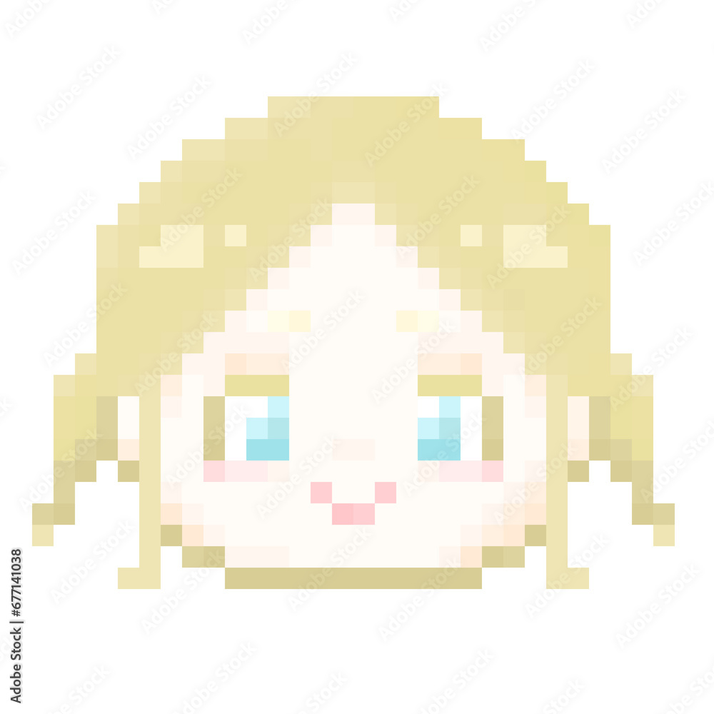 Fototapeta premium ピクセルアートな金髪ツインテールの女の子⭐︎PNG