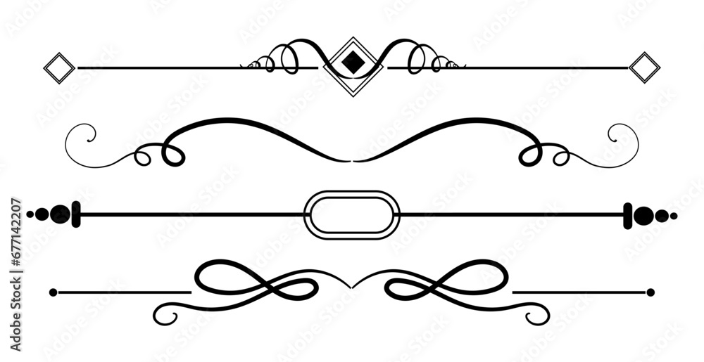 Calligraphic ornamental element set