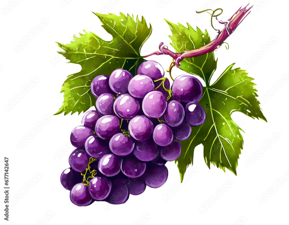 Fototapeta premium black grape dark blue grape isolated on white