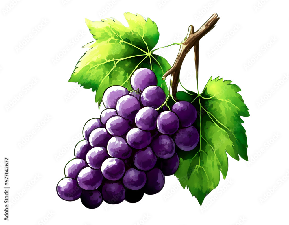 Fototapeta premium black grape dark blue grape isolated on white