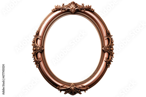 antique rose gold frame isolated on transparent background