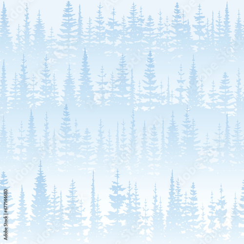 Winter seamless pattern, a dense forest, vector design