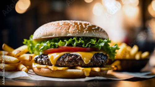 Hamburger à l'américaine pour les plus gourmands - ia générative photo