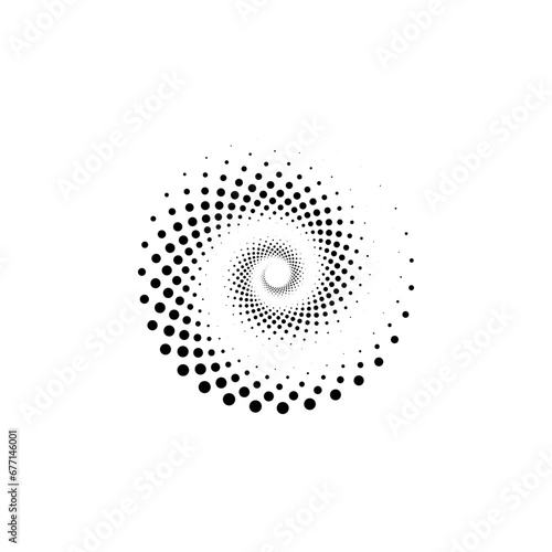 Artistic halftone dotted spiral optical illusion pattern vector illustration