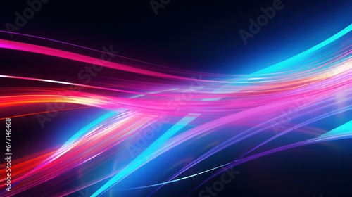 transparent neon lines motion blur dynamic illustration. Information flow, data visualization, tech industry.