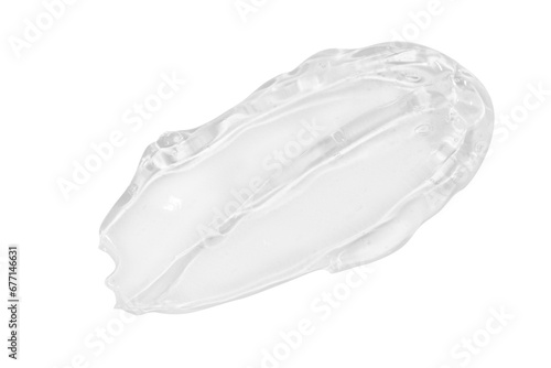 smear of transparent cosmetic gel. On an empty background. photo