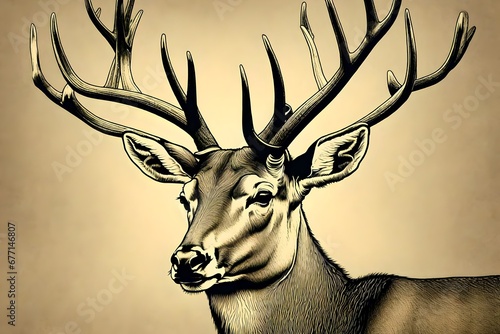 deer head with horns ,deer head silhouette ,deer head vector ,deer head profile ,deer in the forest ,deer illustration ,deer background ,AI GENERATED photo