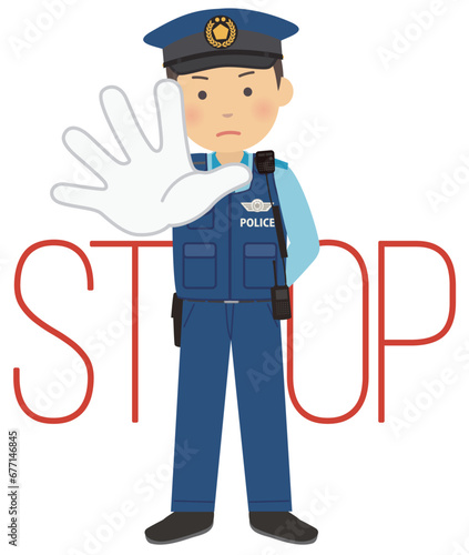 注意喚起をする警察官