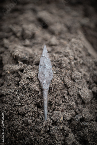 The arrowhead of the Velbar culture, approximately 1-3 century AD. photo