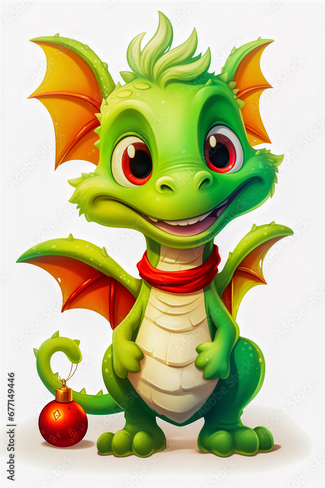 Fototapeta premium green dragon cartoon