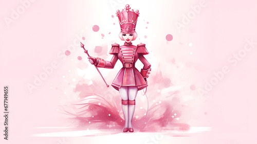 A Queen's Regal Costume in Watercolor,There is a watercolour painting of a queen in a costume generative ai 