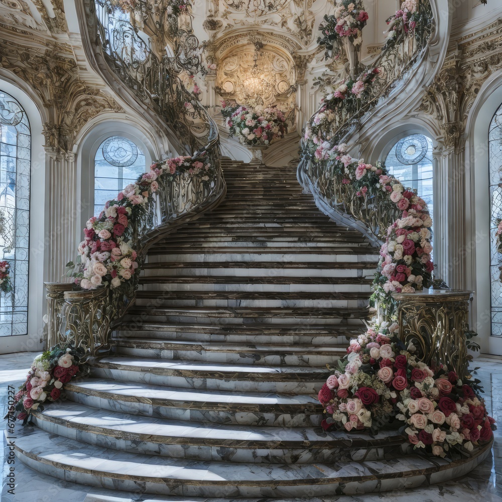 Palace Staircase Wedding Digital Backdrop
